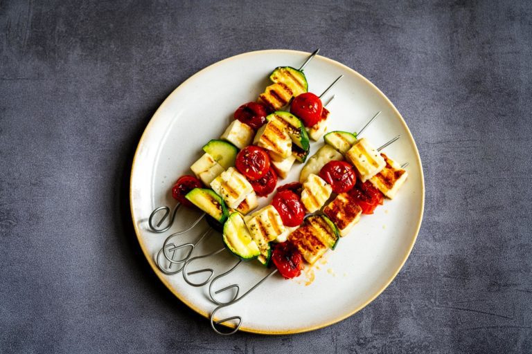 Halloumi skewers from the grill