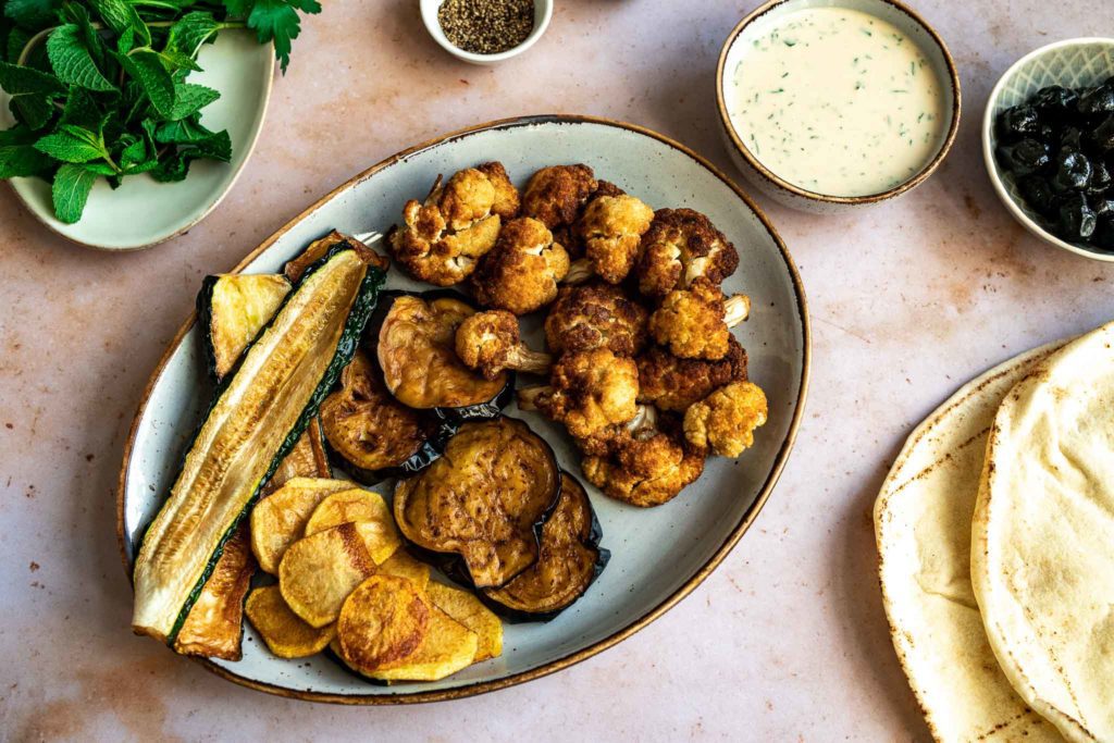 Makali verduras fritas para mezze