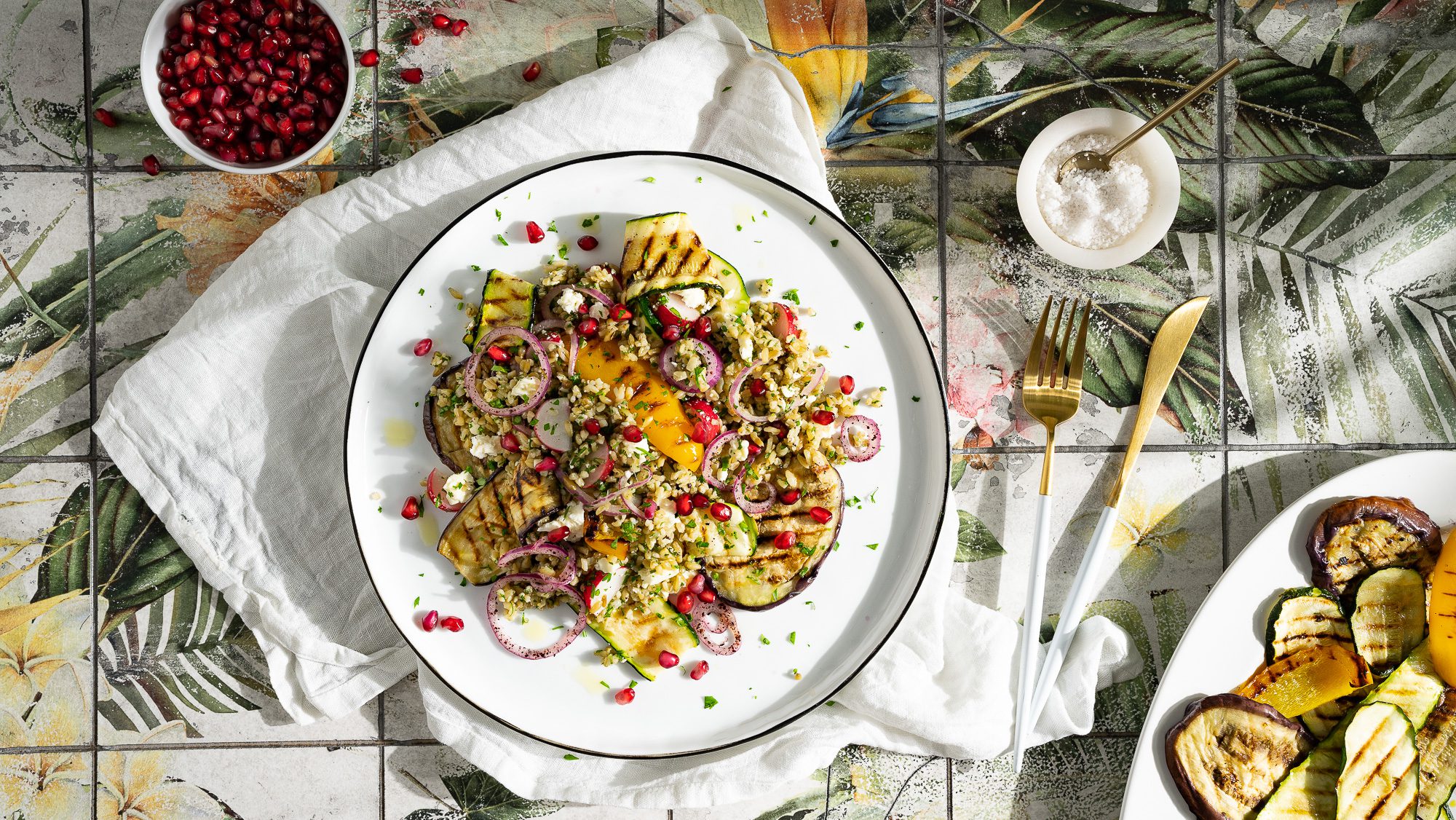 Freekeh Salat mit Grillgemüse